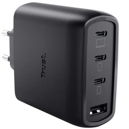 Trust Maxo Cargador de Pared GaN 65W 3xUSB-C + 1xUSB-A Negro Trust Maxo Cargador de Pared GaN 65W 3xUSB-C + 1xUSB-A Negro